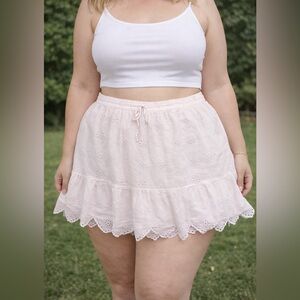 Aerie Cotton Eyelet Soft Pink Skirt